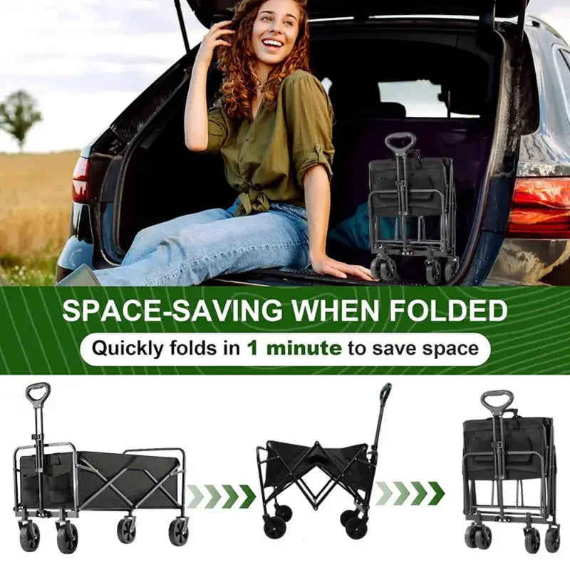 Foldable Wagon Heavy Duty Utility Cart With Side Pockets