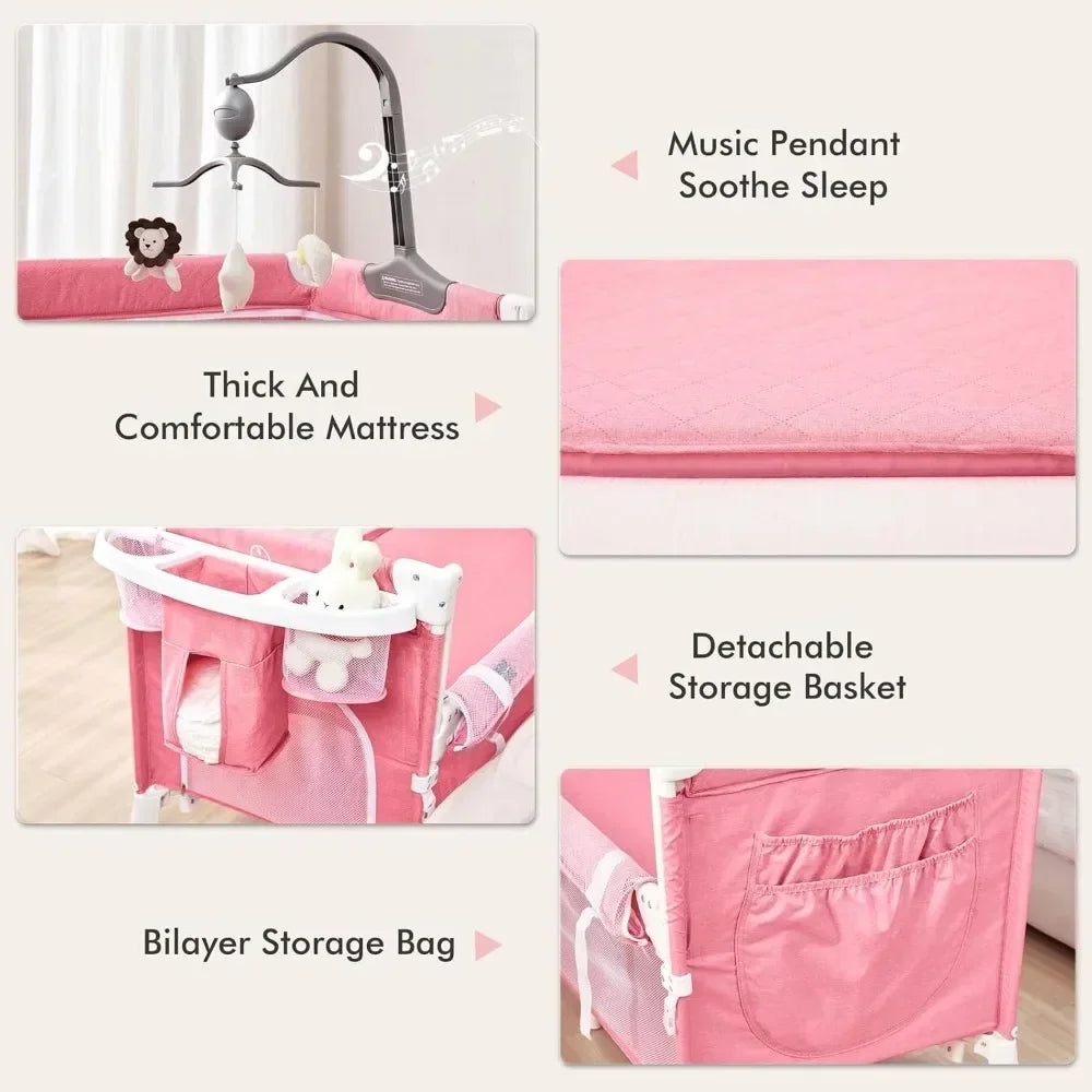 5 In 1 Baby Bassinet Crib Sleeper With Removable Rocker
