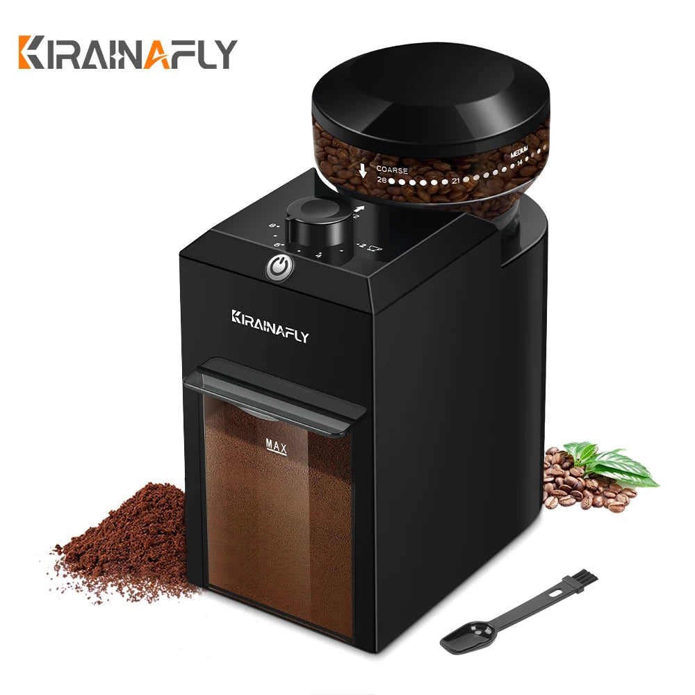 KIRAINAFLY Automatic Burr Mill Coffee Grinder 28 Adjustable Gears