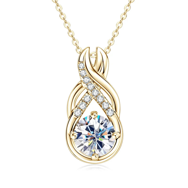 IOGOU Moissanite Jewelry Set Sterling Silver Infinity Necklace Earrings