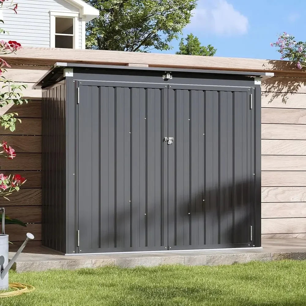 Enhanced Metal Outdoor Storage Shed for Trash Cans and Tools