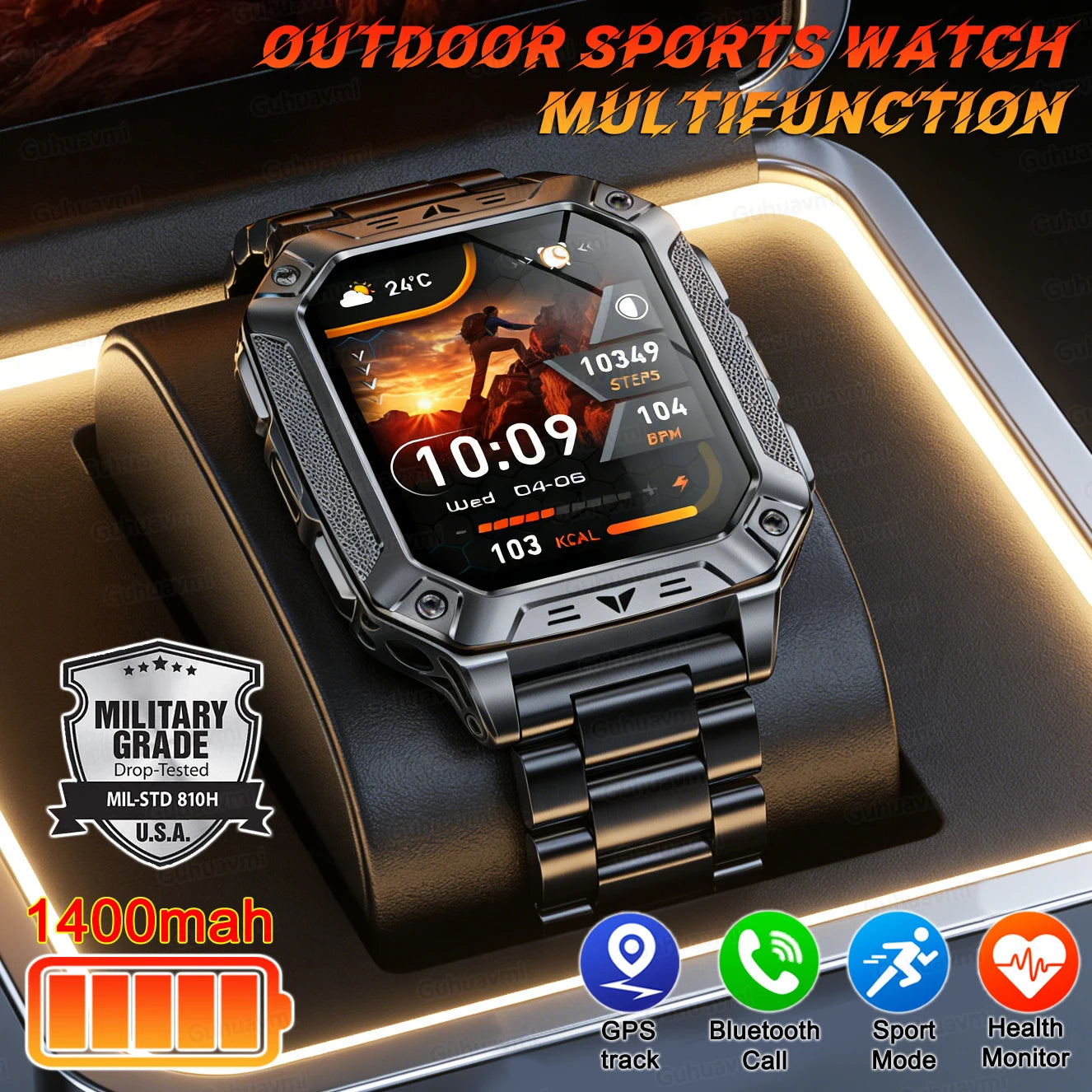 GPS Smart Watch AMOLED 1400mAh Waterproof Fitness Tracker Bluetooth Call