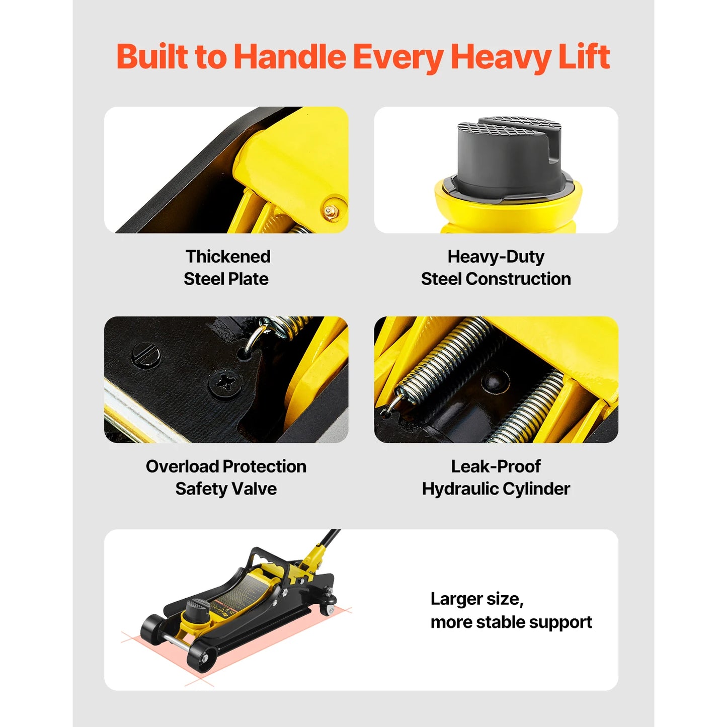 SucceBuy Steel Hydraulic Floor Jack With Low Profile Design