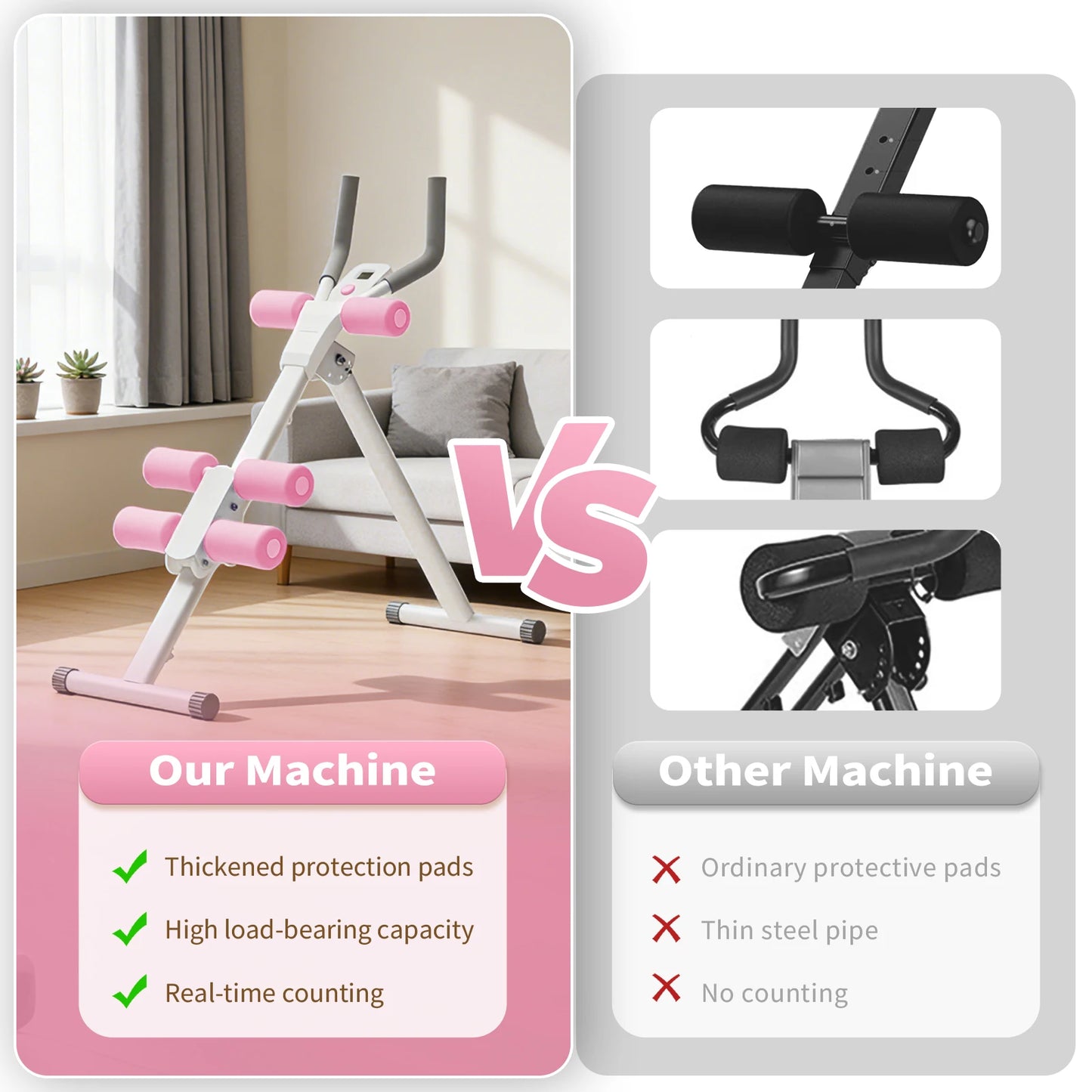 Foldable Ab Machine Core Workout Equipment 4 Level Waist Toner 250 Lb Capacity