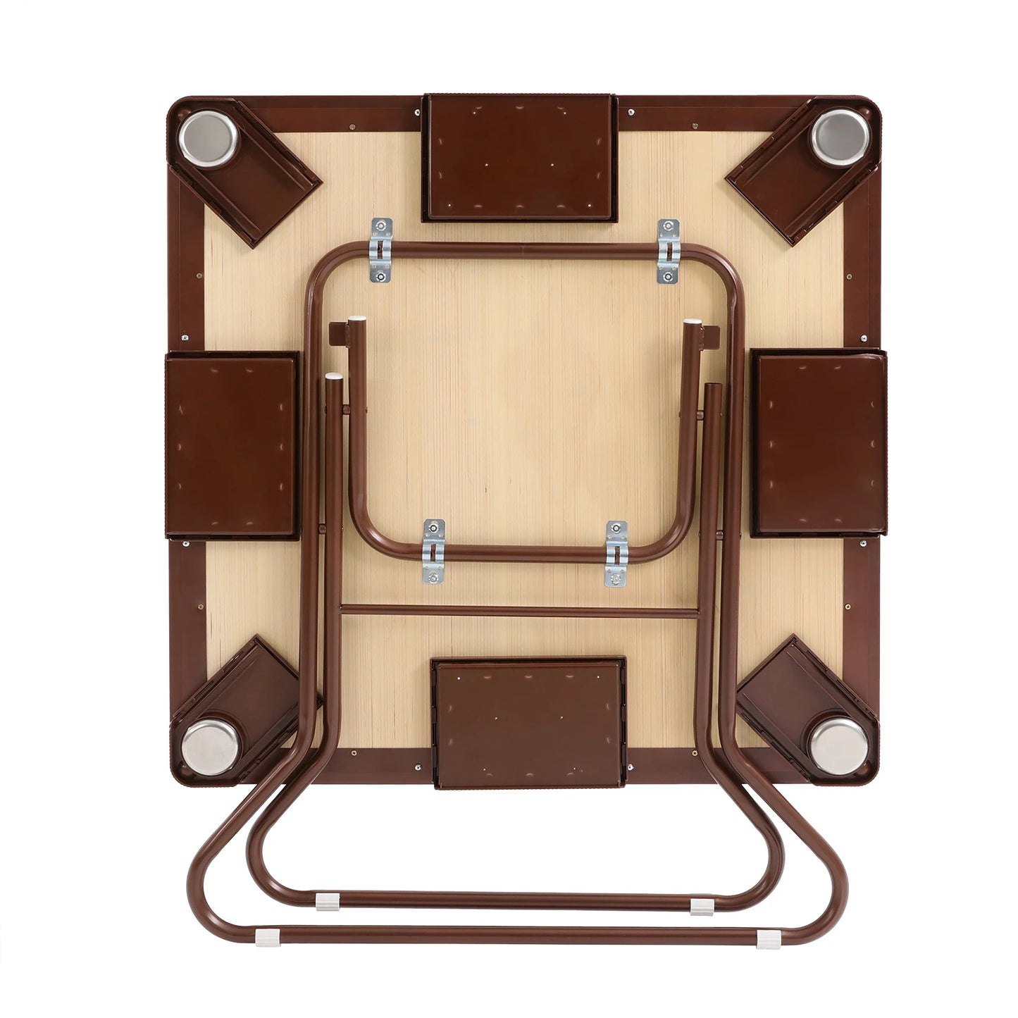 Foldable Square Mahjong Table With Four Cup Holders And Drawers