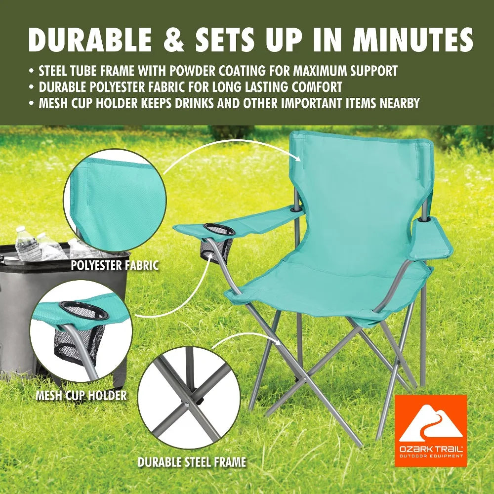 Ozark Trail Quad Folding Outdoor Camp Chair With Cup Holder