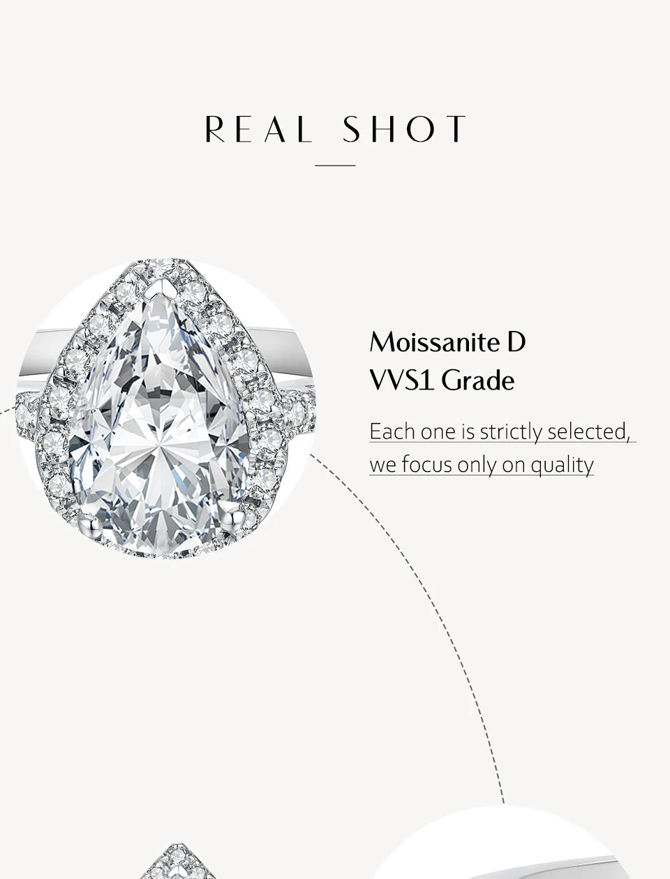 Minty Box Pear Cut Moissanite Halo Ring 18K Gold Plated Engagement