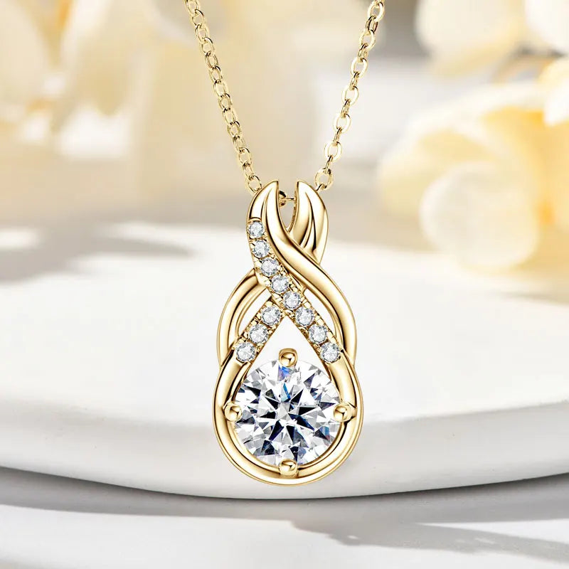 IOGOU Moissanite Jewelry Set Sterling Silver Infinity Necklace Earrings