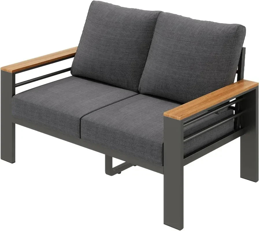 Aluminum Outdoor Patio Furniture Set 7 Seat Sectional With Coffee Table