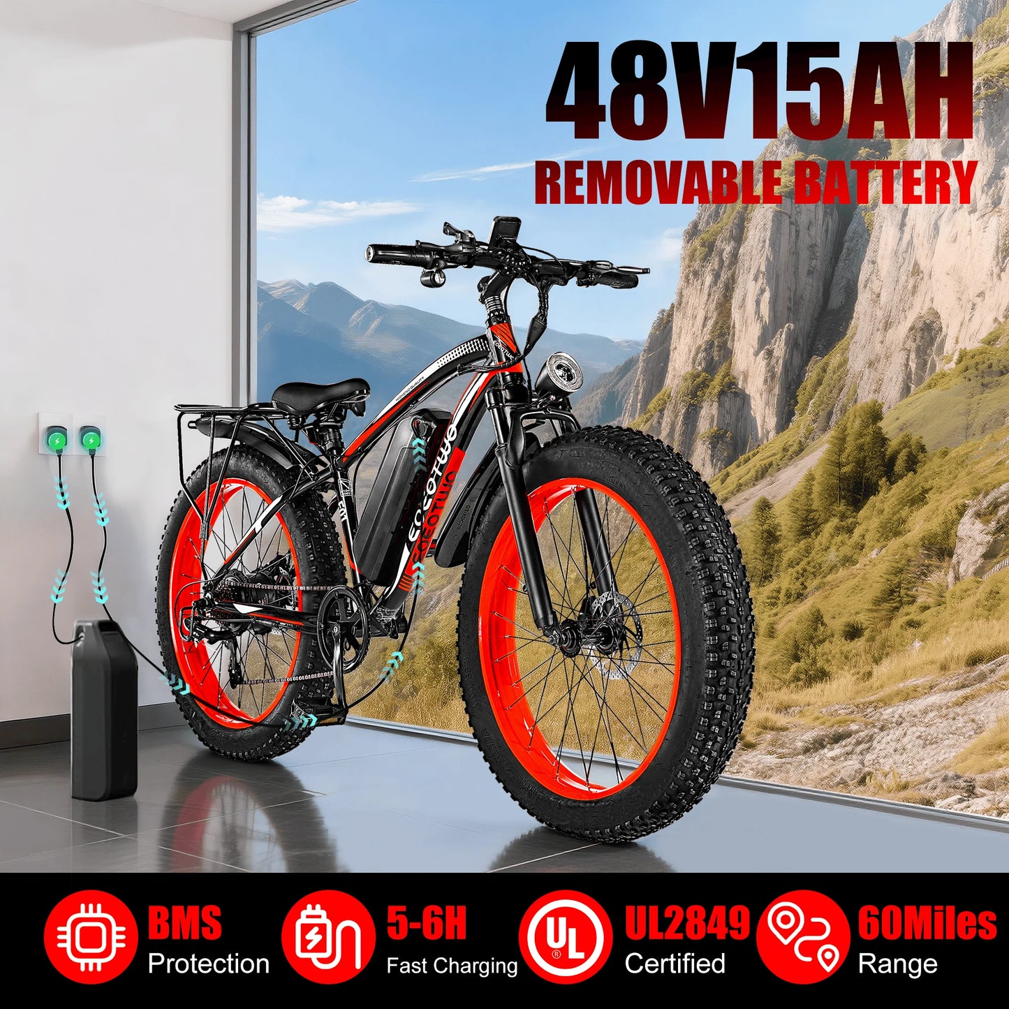 EOEOTWOC 1500W Fat Tire Electric Mountain Ebike 34MPH