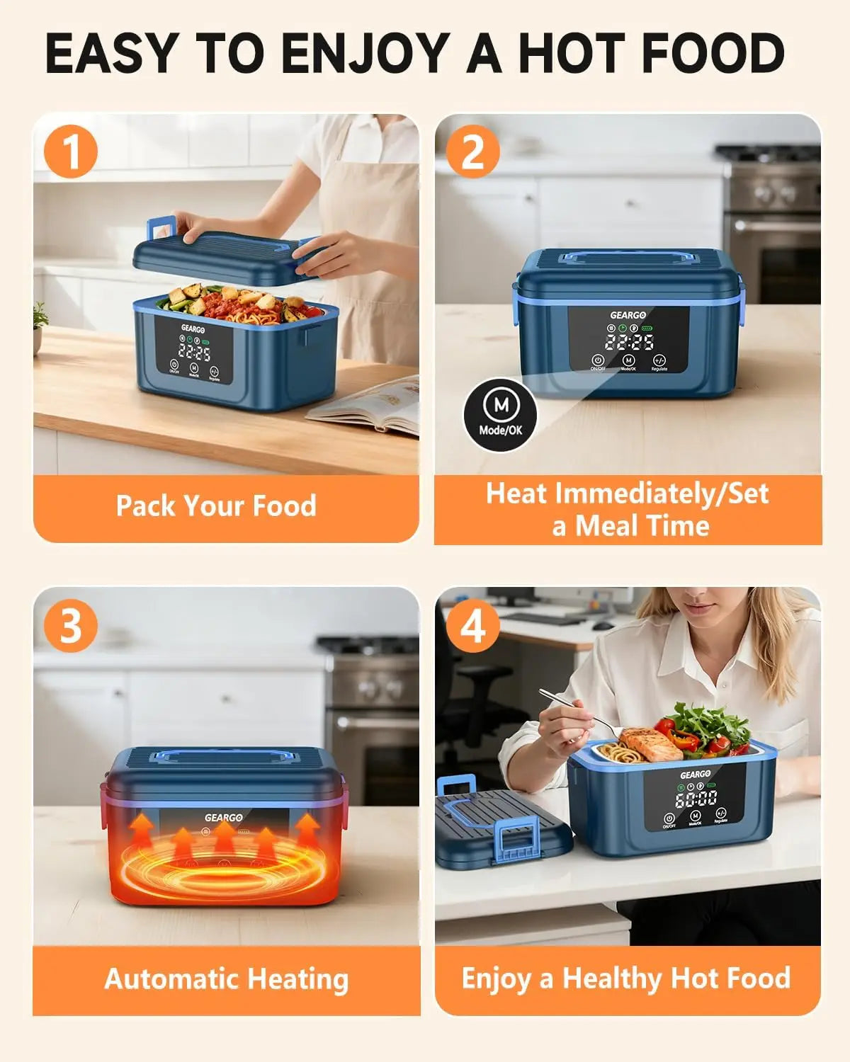 Cordless Electric Heated Lunch Box For On The Go Meals