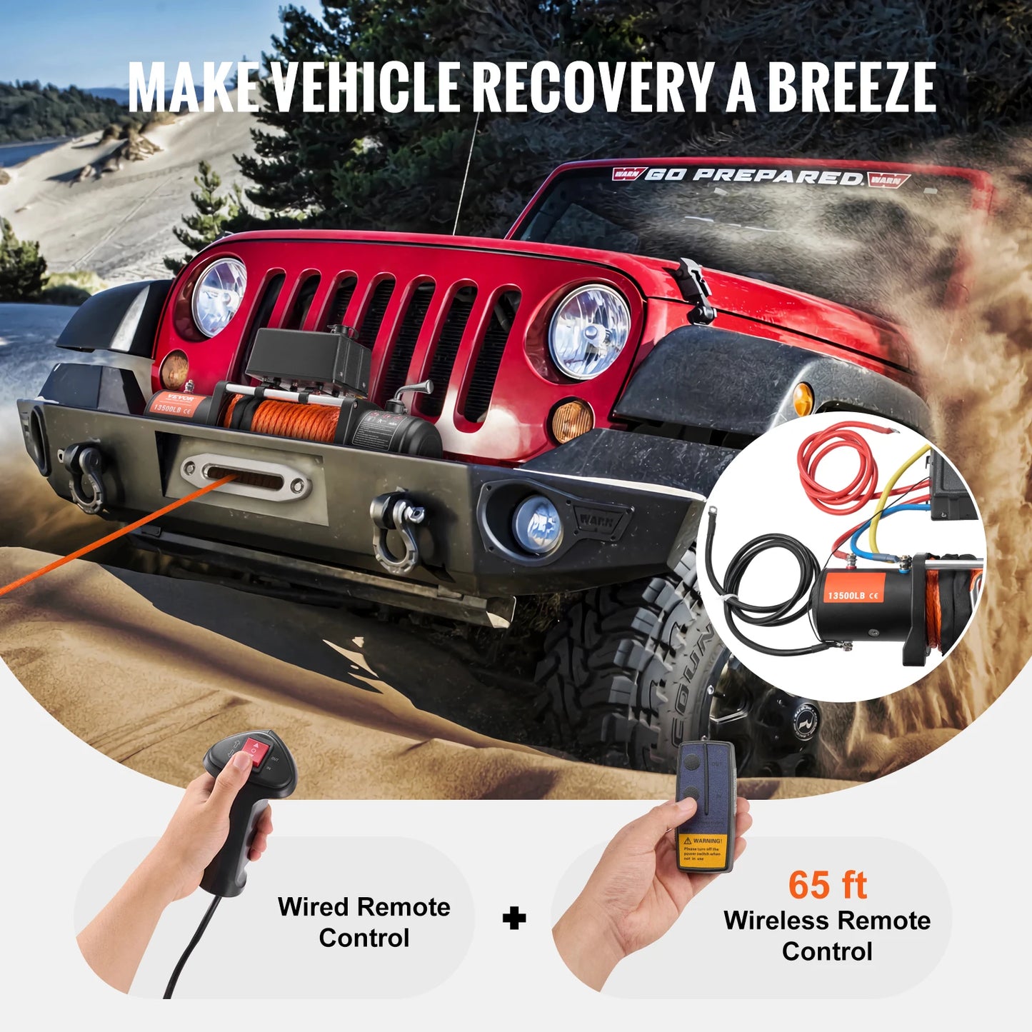 SucceBuy 13500Lb Electric Winch With Wireless Remote