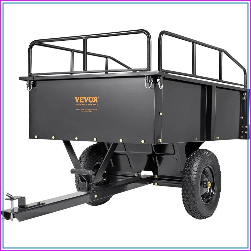 ATV Trailer Dump Cart 750 Lb Capacity With Removable Sides