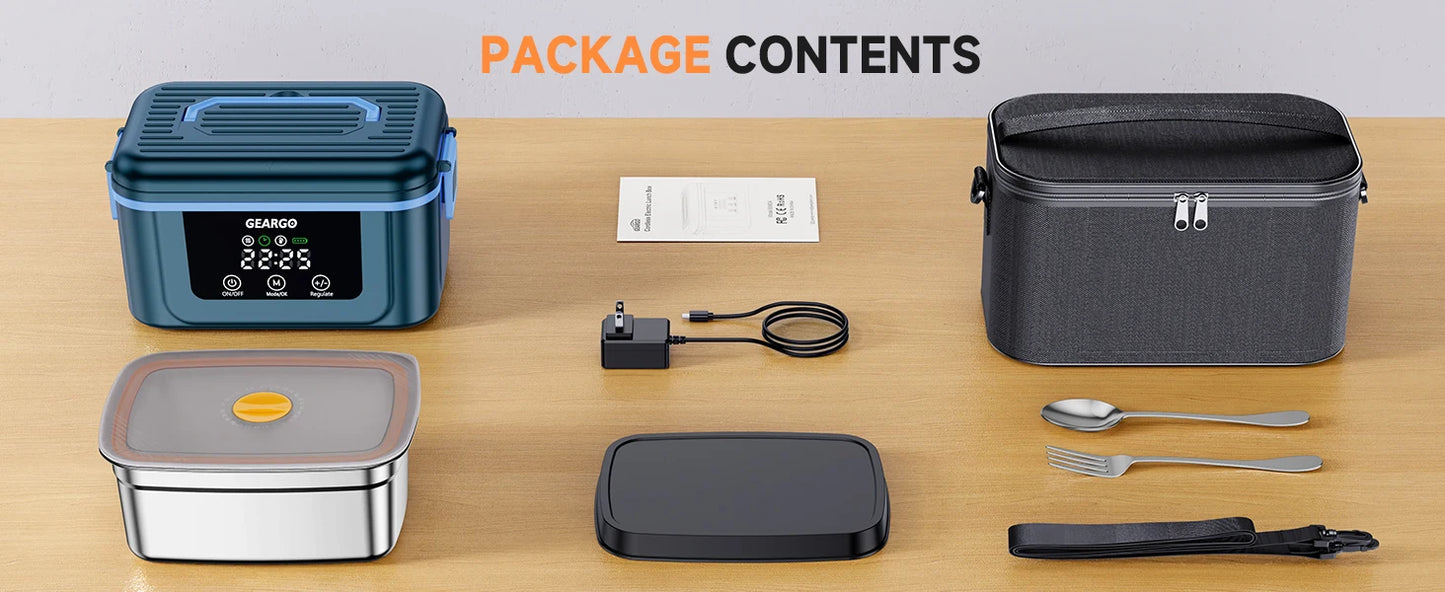 Cordless Electric Heated Lunch Box For On The Go Meals