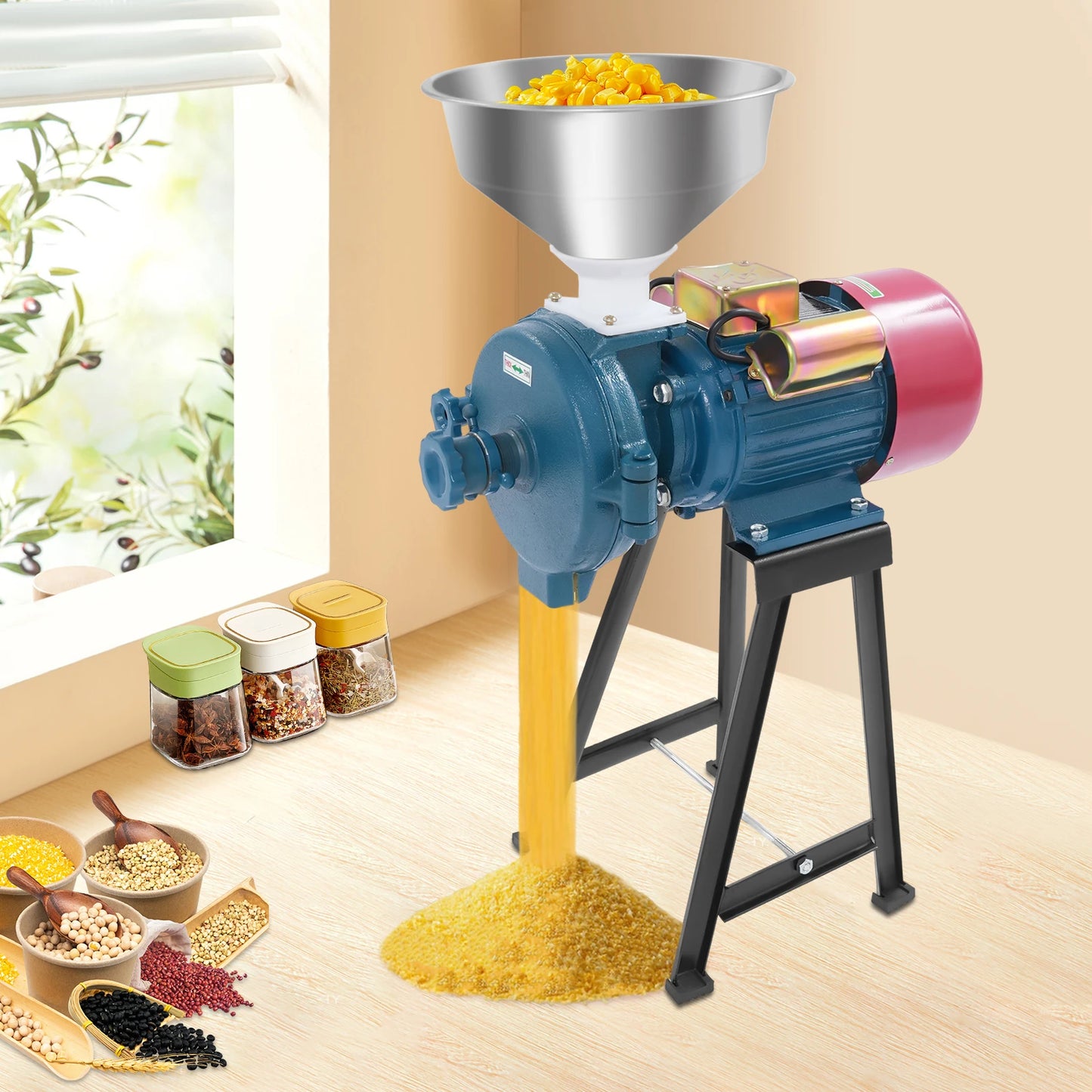 Bymaocar 2200W Electric Grain Grinder Commercial Mill 60 Mesh