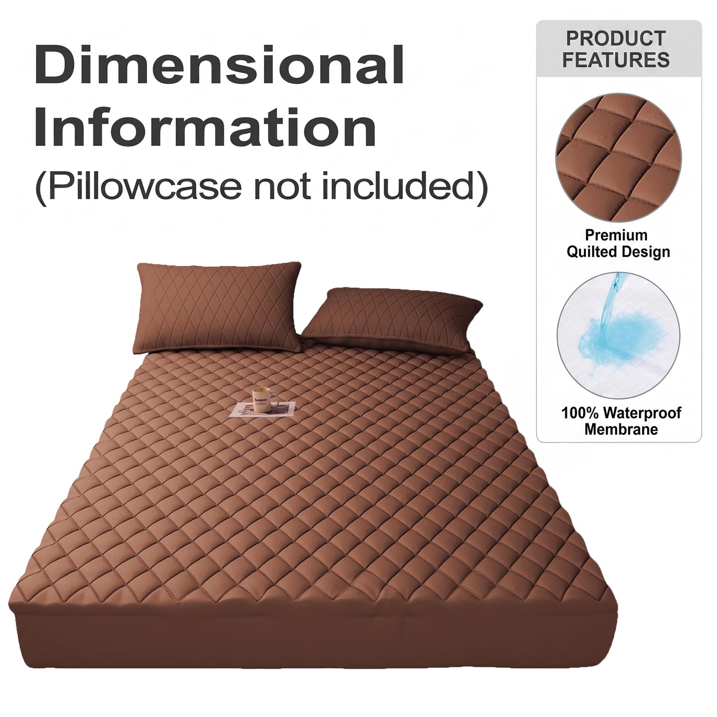 Waterproof Mattress Protector, Skin Friendly Quilted Cover With Deep Pocket