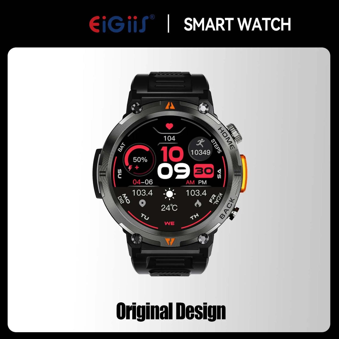 EIGIIS KE3 Smart Watch 3ATM Waterproof Health Monitor with Bluetooth