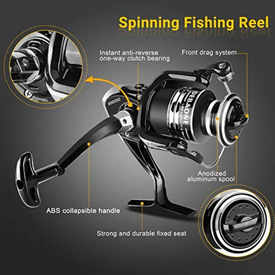 Carbon Fiber Telescopic Fishing Rod Kit With Spinning Reel Line And Lures