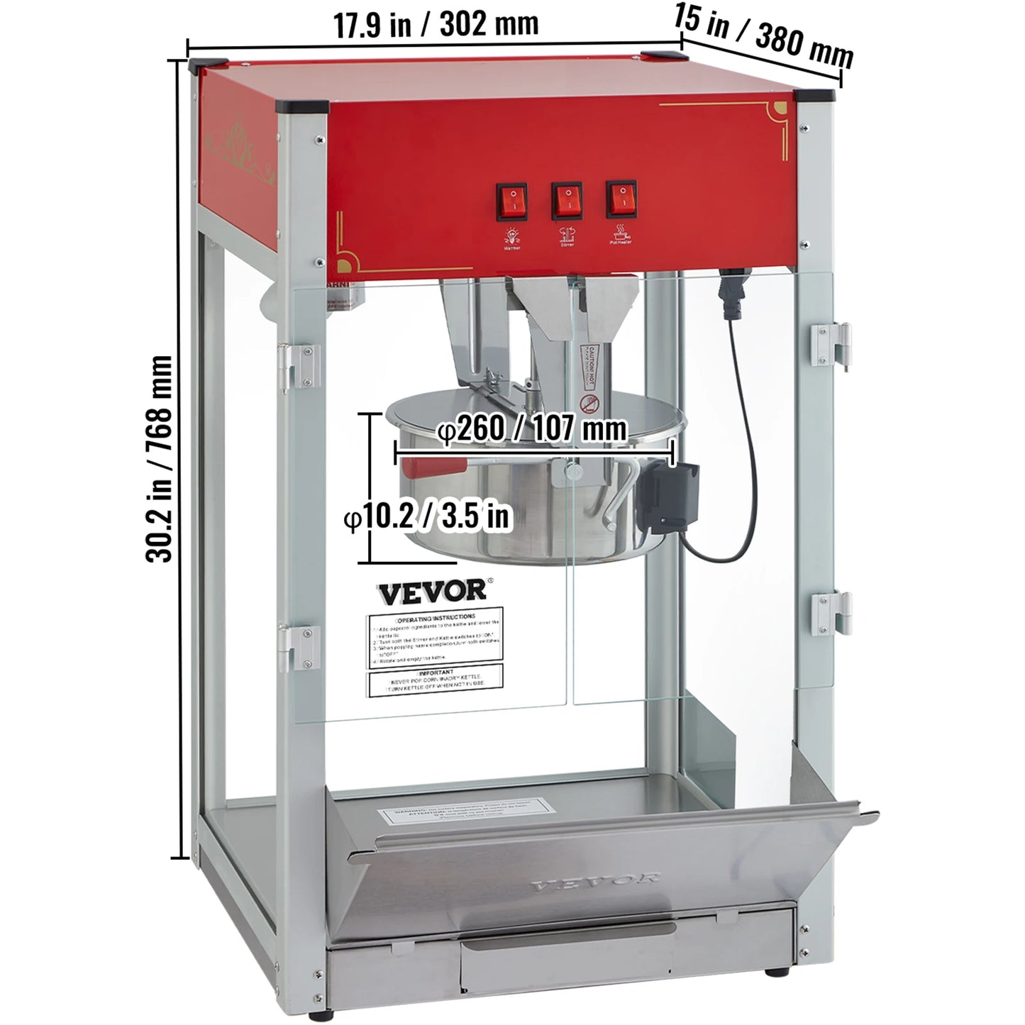 Succebuy Popcorn Maker Commercial Popper Machine SUS304 Heating Tube