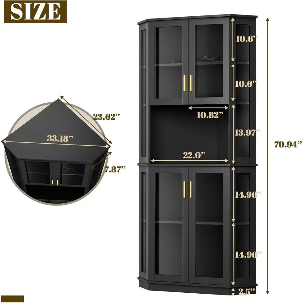 LISM LED Bar Cabinet With Glass Door And Glasses Rack