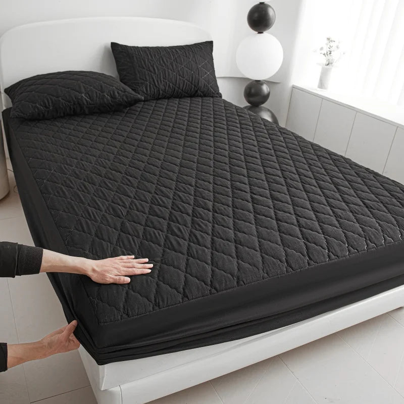 Waterproof Quilted Mattress Protector Anti Dust Mite Air Permeable