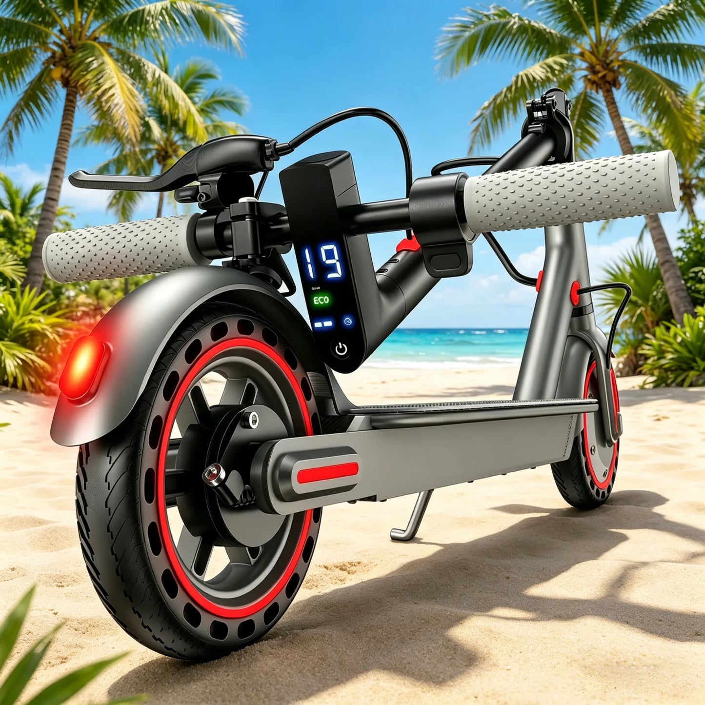 Foldable E-Scooter With LED Display, Solid Tires And Dual Brakes