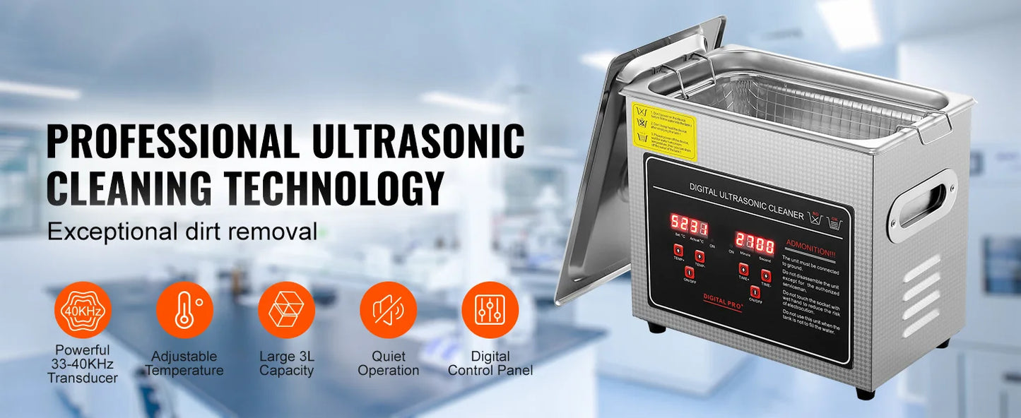 SucceBuy Ultrasonic Cleaner Stainless Steel Portable Home Appliance