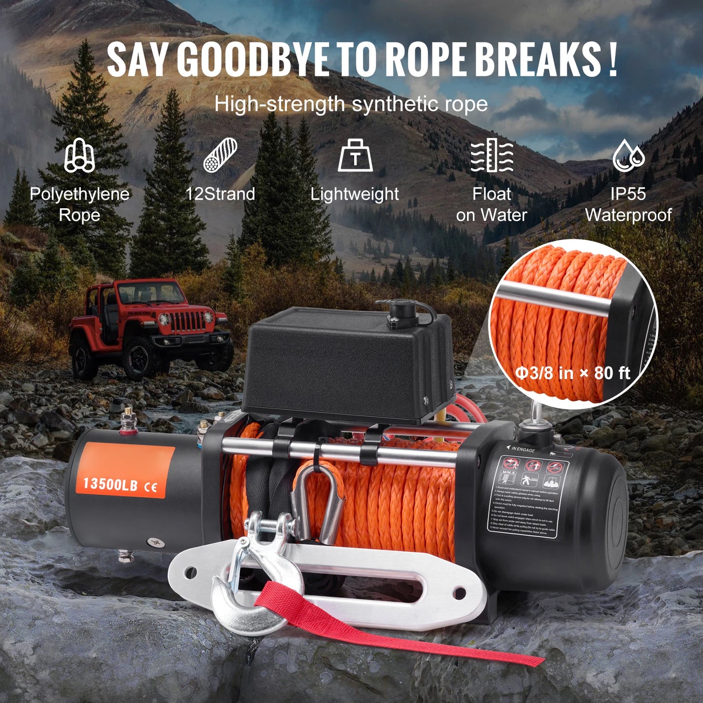 SucceBuy 13500Lb Electric Winch With Wireless Remote
