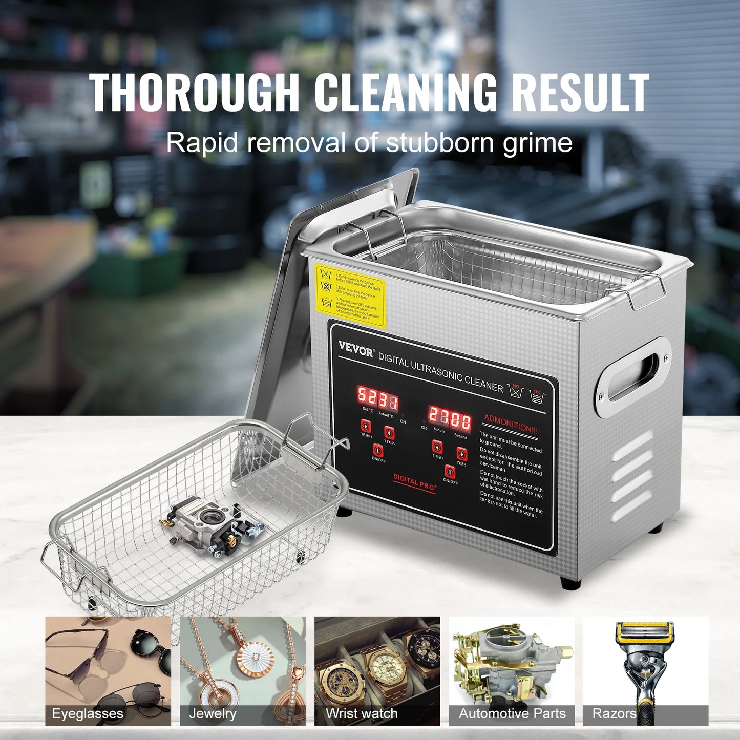 SucceBuy Ultrasonic Cleaner Stainless Steel Portable Home Appliance