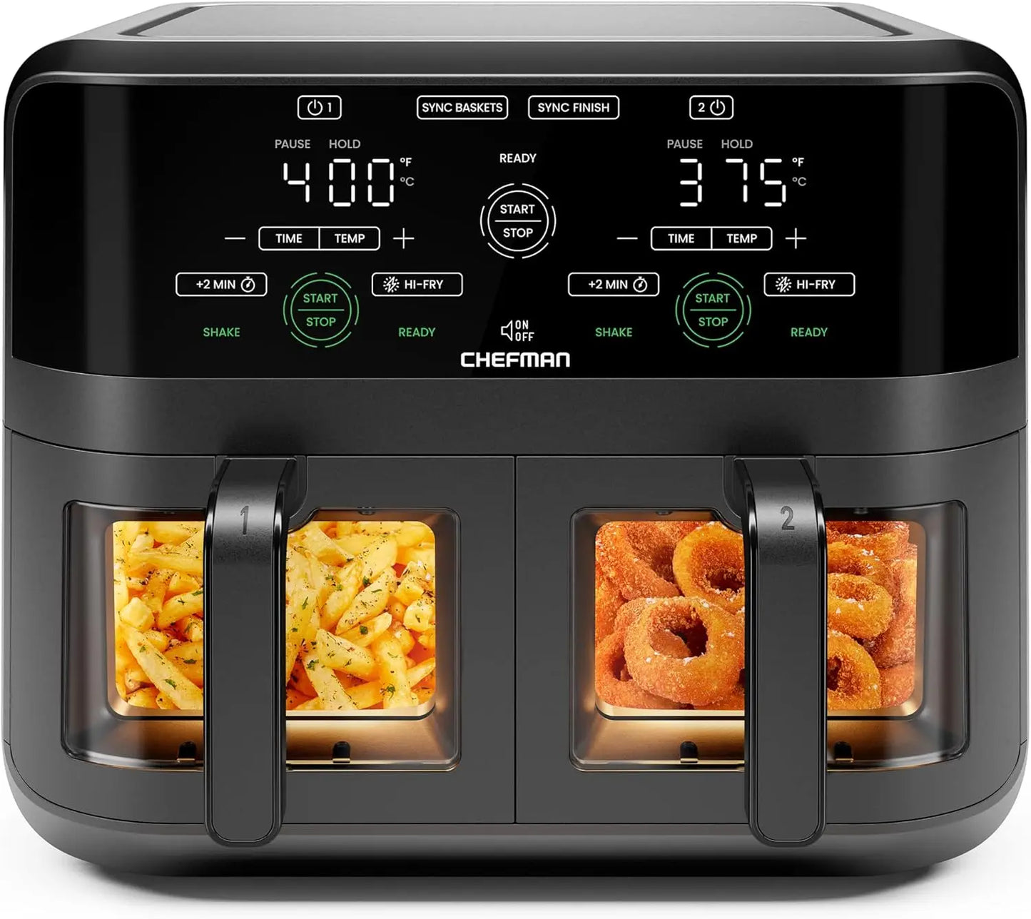 Dual Basket Air Fryer Oven With Independent Baskets