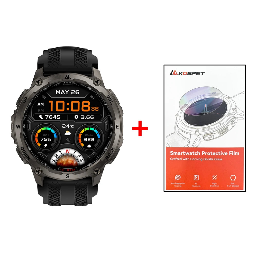 KOSPET Tank T4 Smartwatch For Men GPS Offline Maps 10ATM