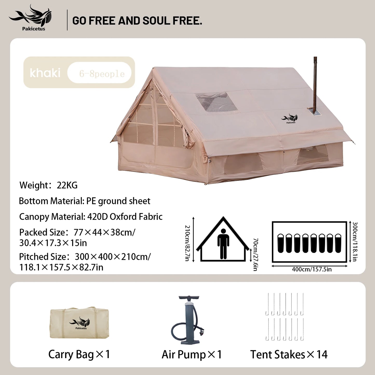 Inflatable Quick Setup Camping Tent Waterproof Family Portable Air Tent