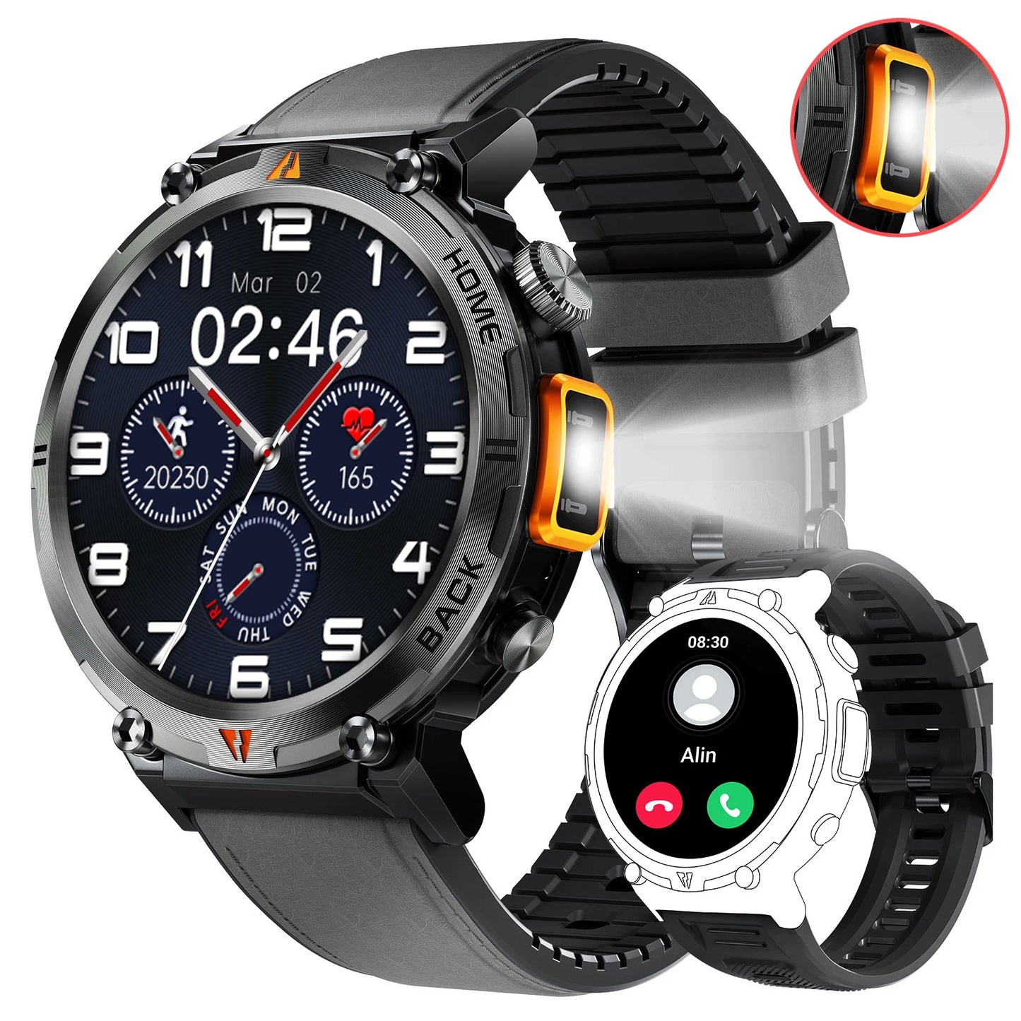 EIGIIS KE3 Smart Watch 3ATM Waterproof Health Monitor with Bluetooth
