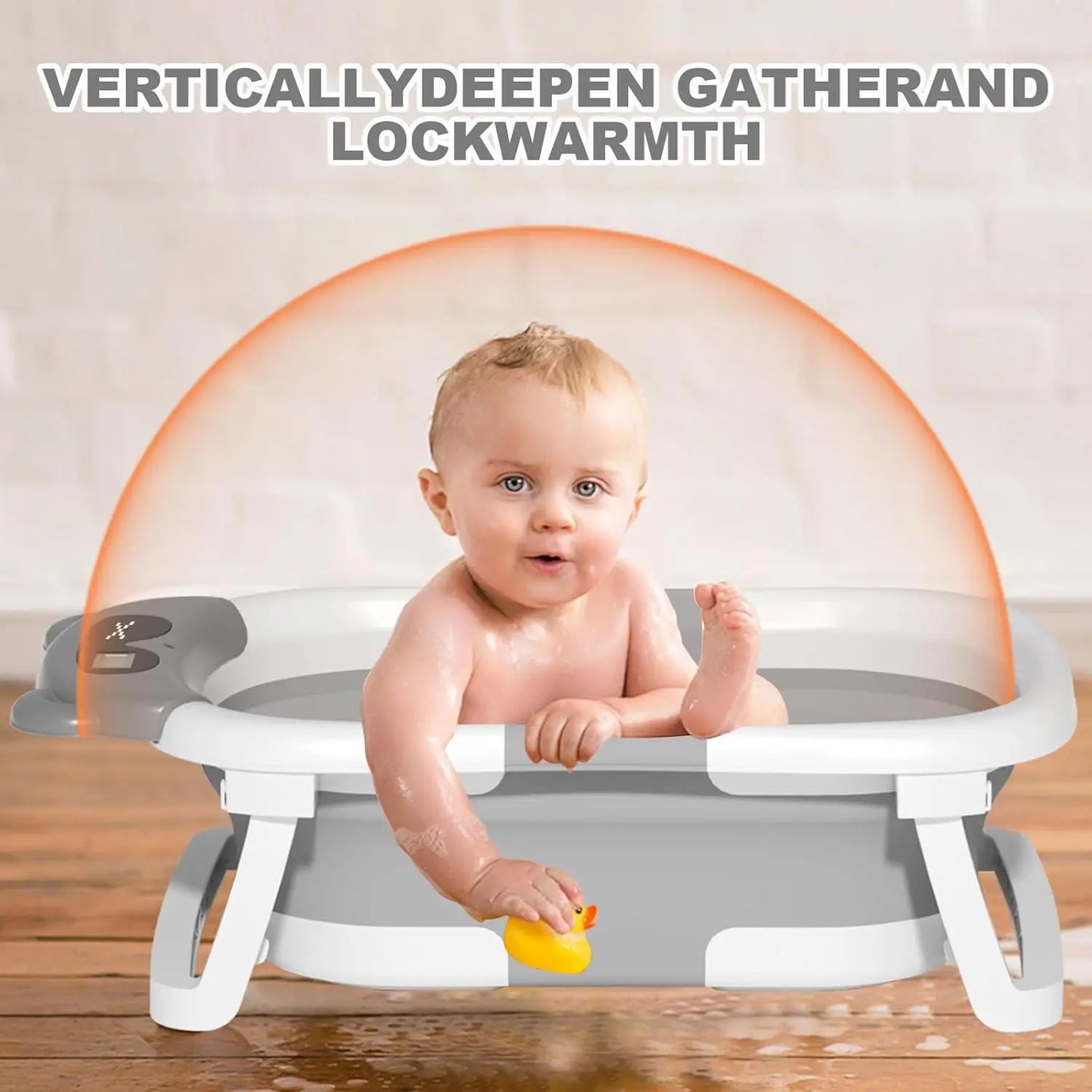 Baby Bath Tub With Cushion Thermometer Foldable Design