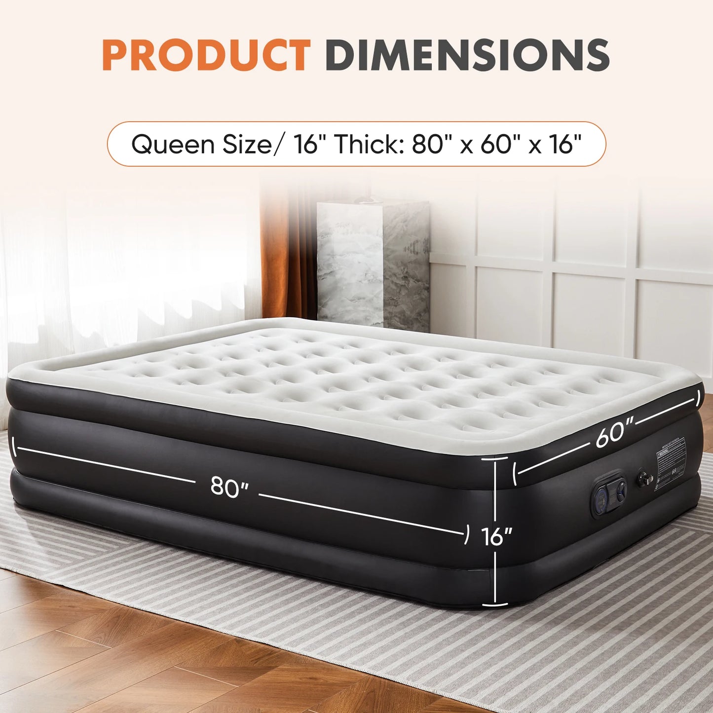 JHK Air Mattress Double Height With Non Slip Bottom