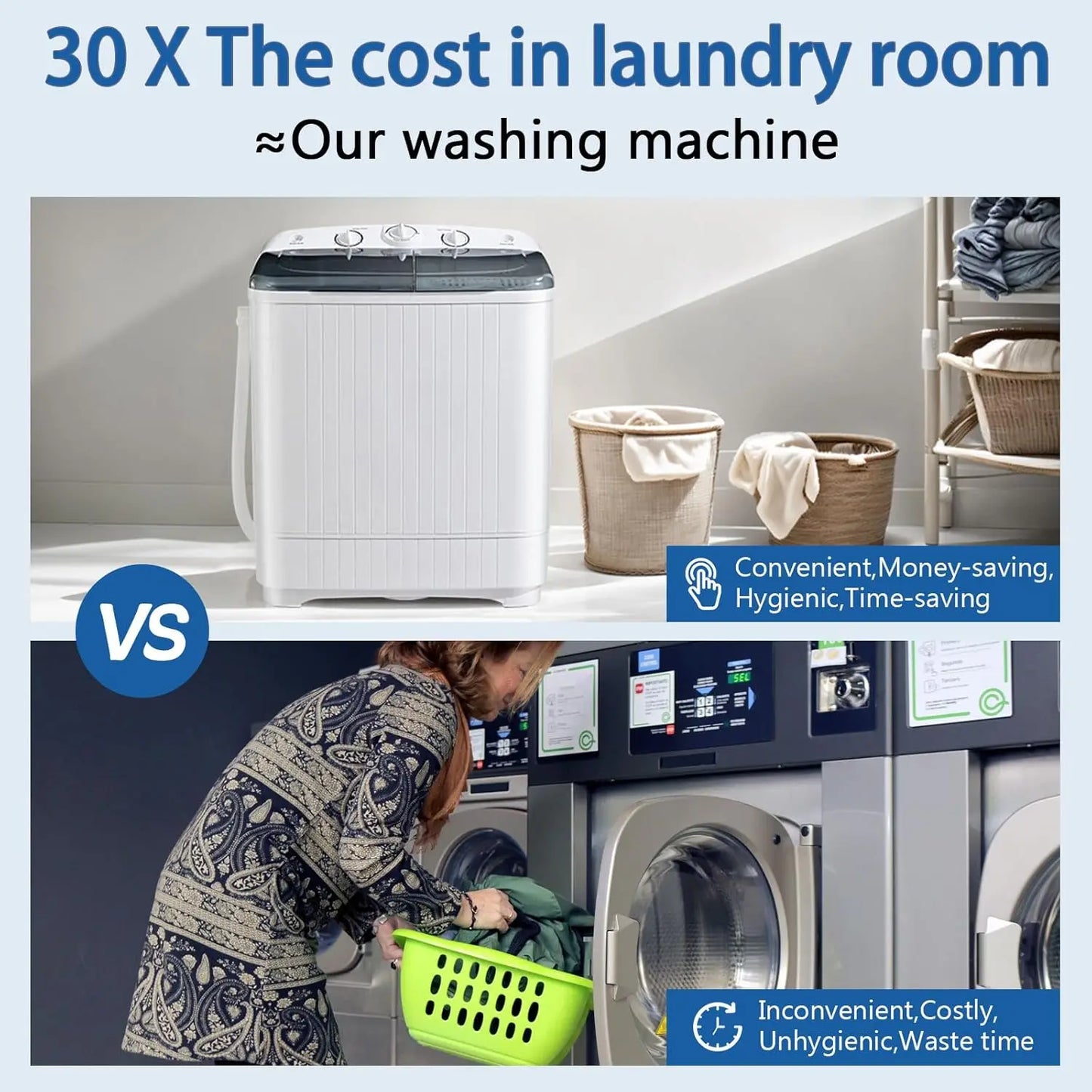 Fully Automatic Portable Washer Dryer Combo With Five Modes
