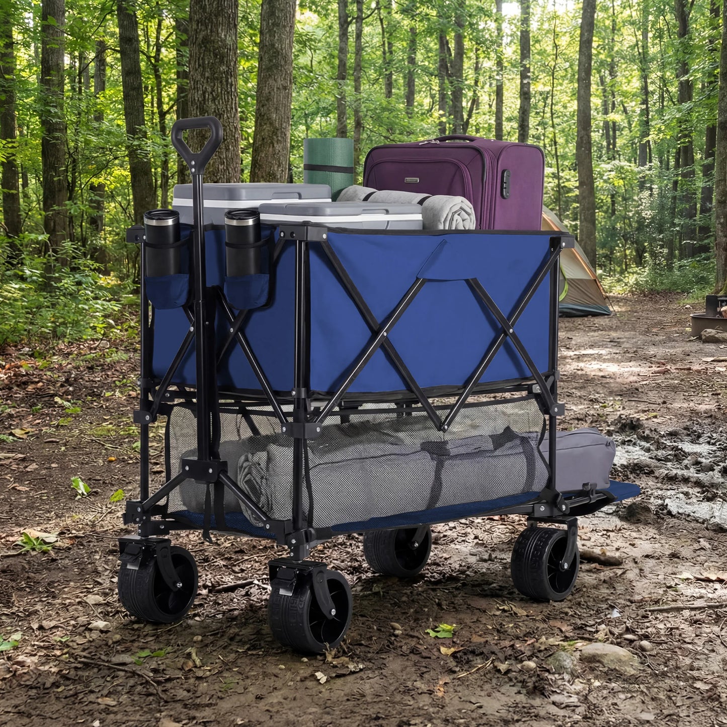 JHK Finishes Double Decker Wagon Cart 440 Lb Capacity Foldable