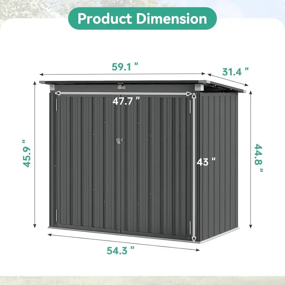 Enhanced Metal Outdoor Storage Shed for Trash Cans and Tools