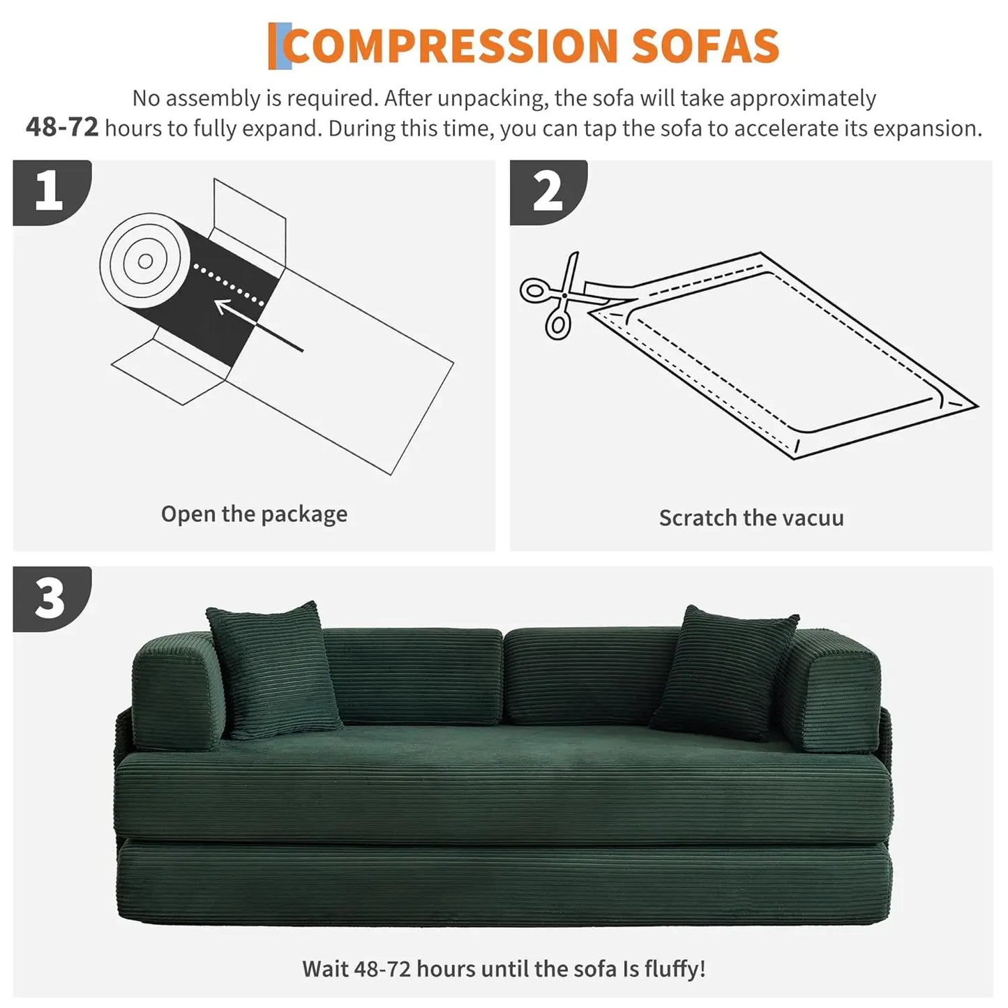 Convertible Sleeper Sofa 5-In-1 Folding Mattress Fixed Frame