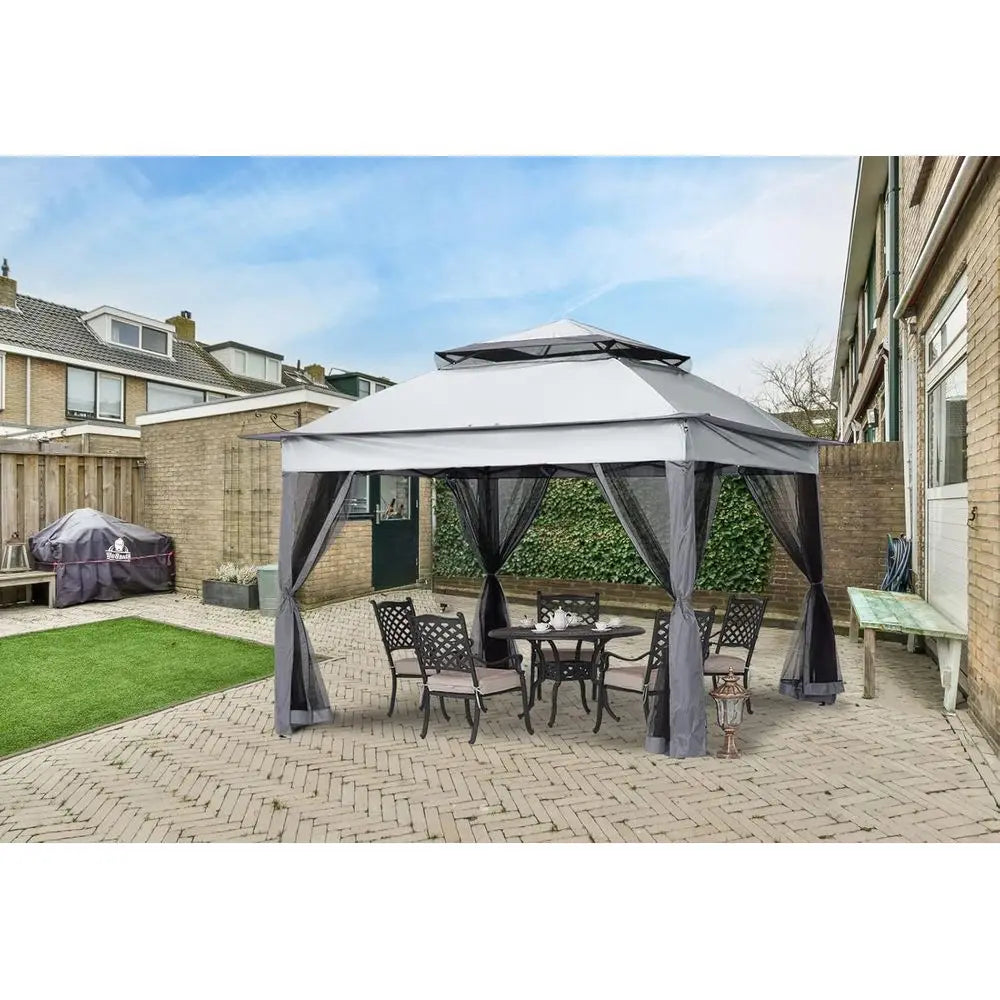 Patio Gazebo With Mesh Walls For Outdoor Shade And Privacy