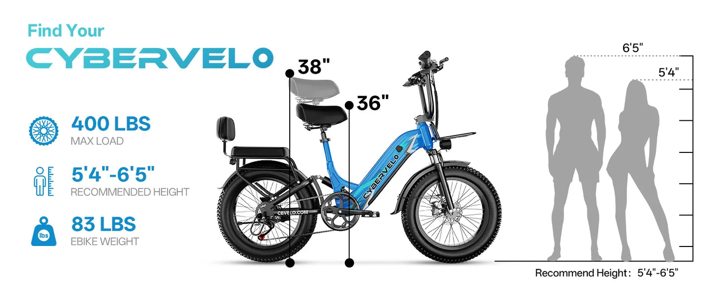 CYBERVELO EK12 Step Through Electric Bike With Removable 48V Battery