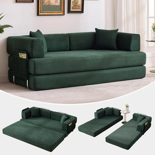 Convertible Sleeper Sofa 5-In-1 Folding Mattress Fixed Frame