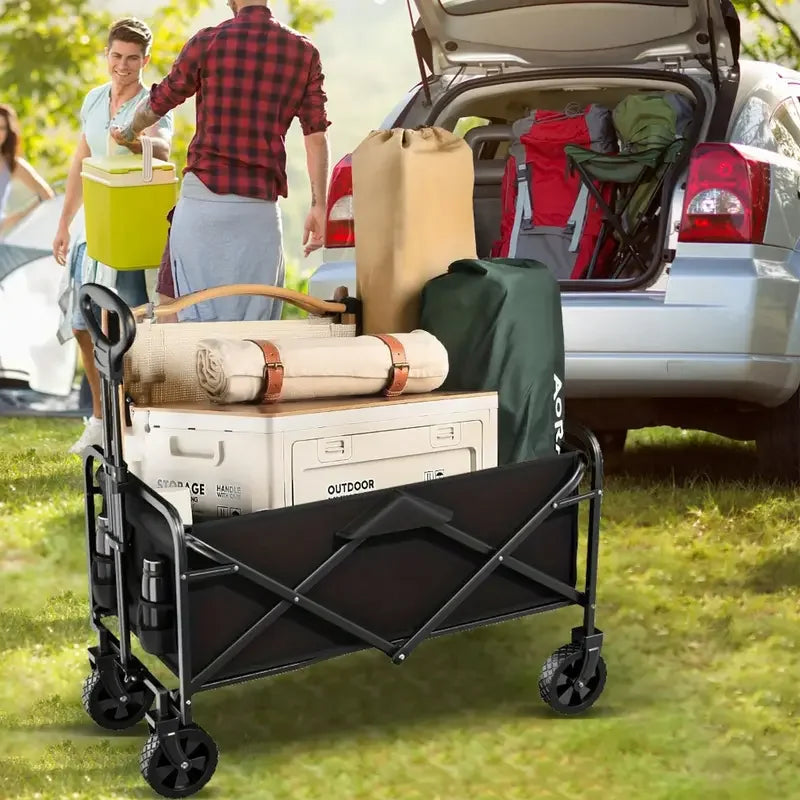 Foldable Wagon Heavy Duty Utility Cart With Side Pockets