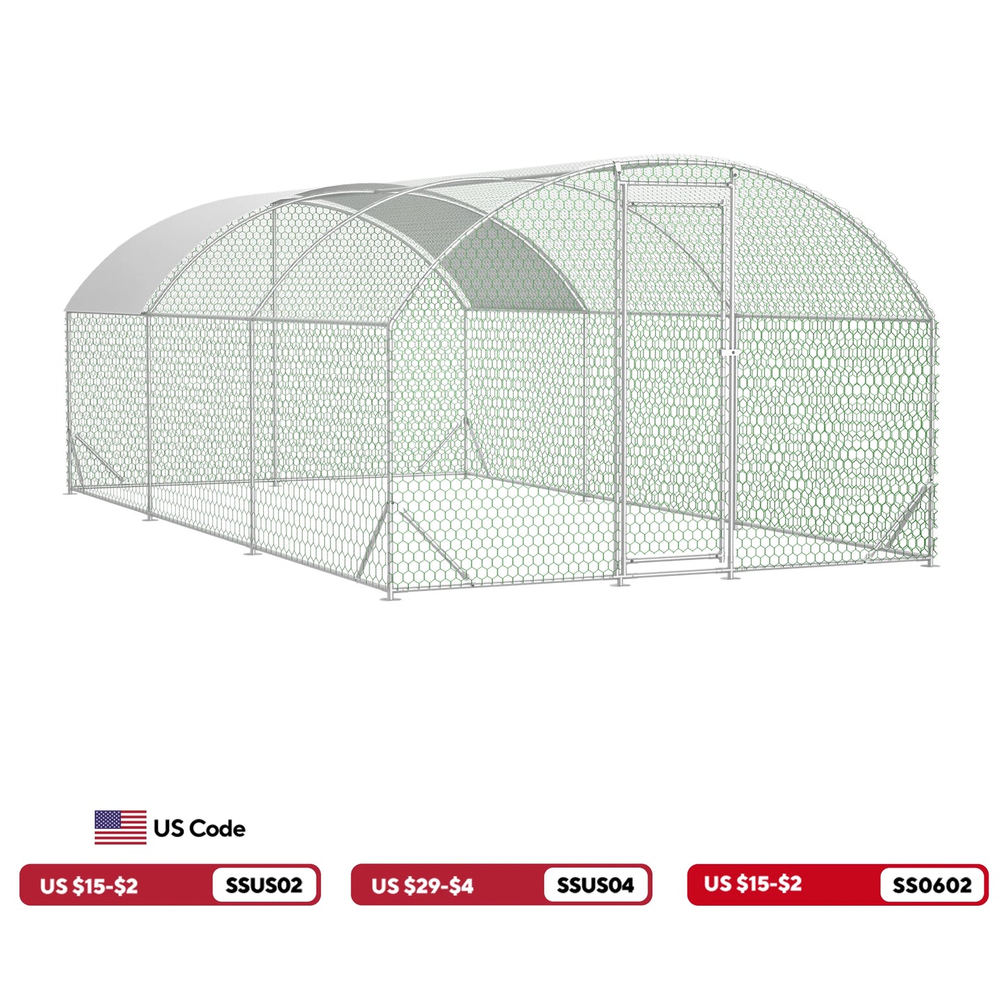 Iron Chicken Coop With Metal Run And Waterproof UV Cover
