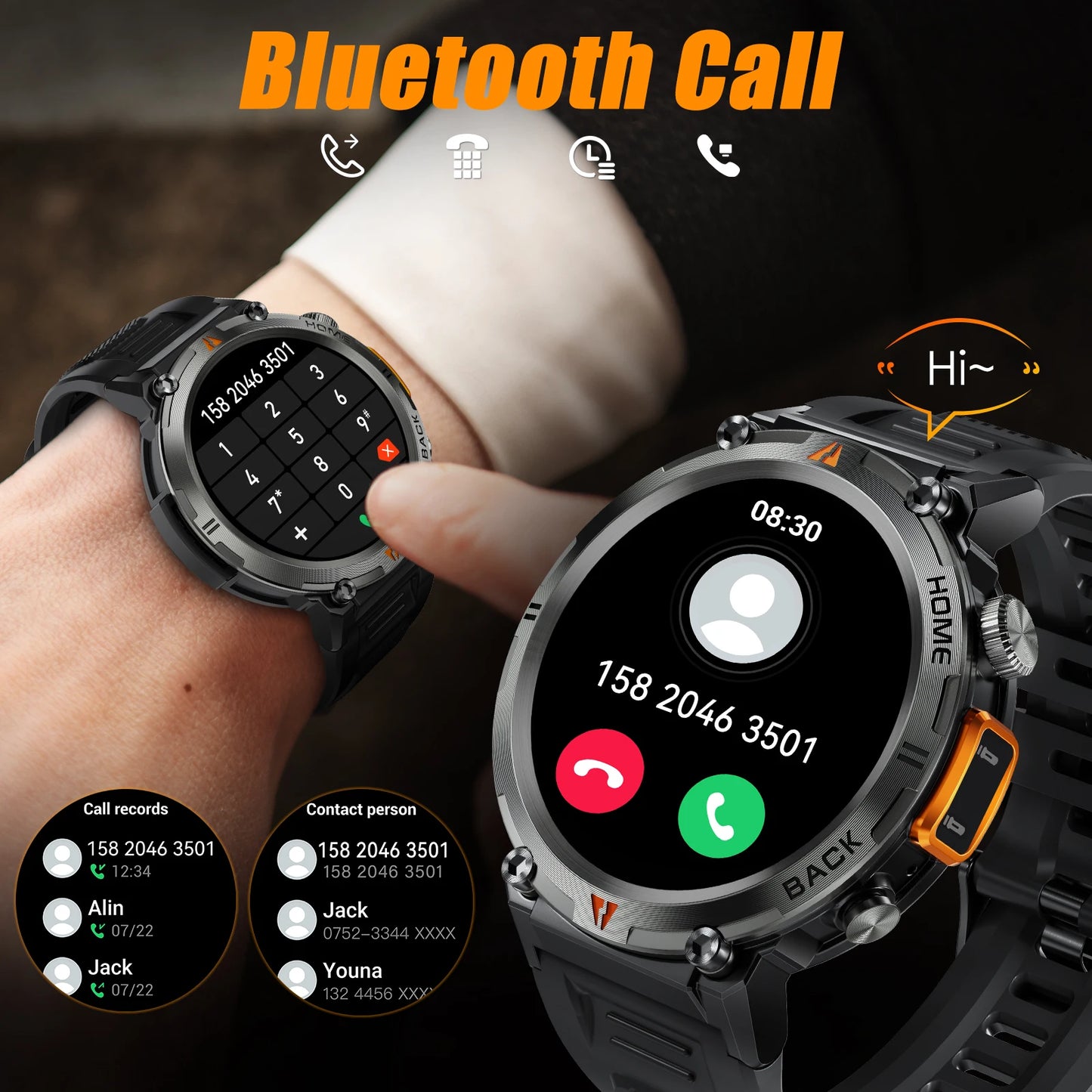EIGIIS KE3 Bluetooth Smartwatch For Men Health Monitor