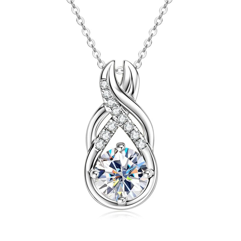 IOGOU Moissanite Jewelry Set Sterling Silver Infinity Necklace Earrings