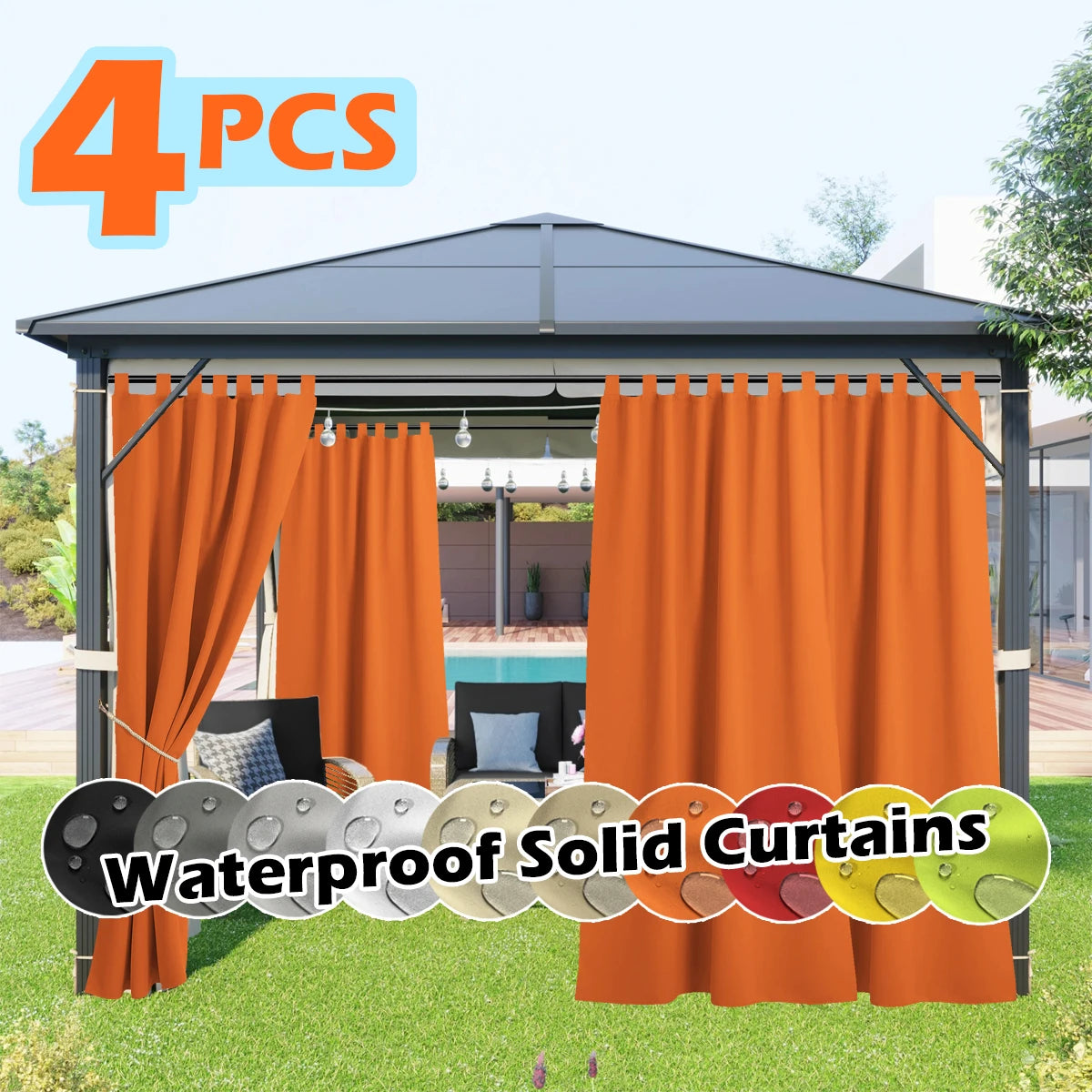 SABALANICA 4 Panels Outdoor Curtains Waterproof UV Resistant