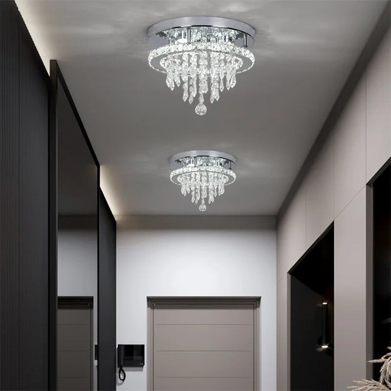 GreeLustr Modern Minimalist Dimmable LED Crystal Chandelier With Remote