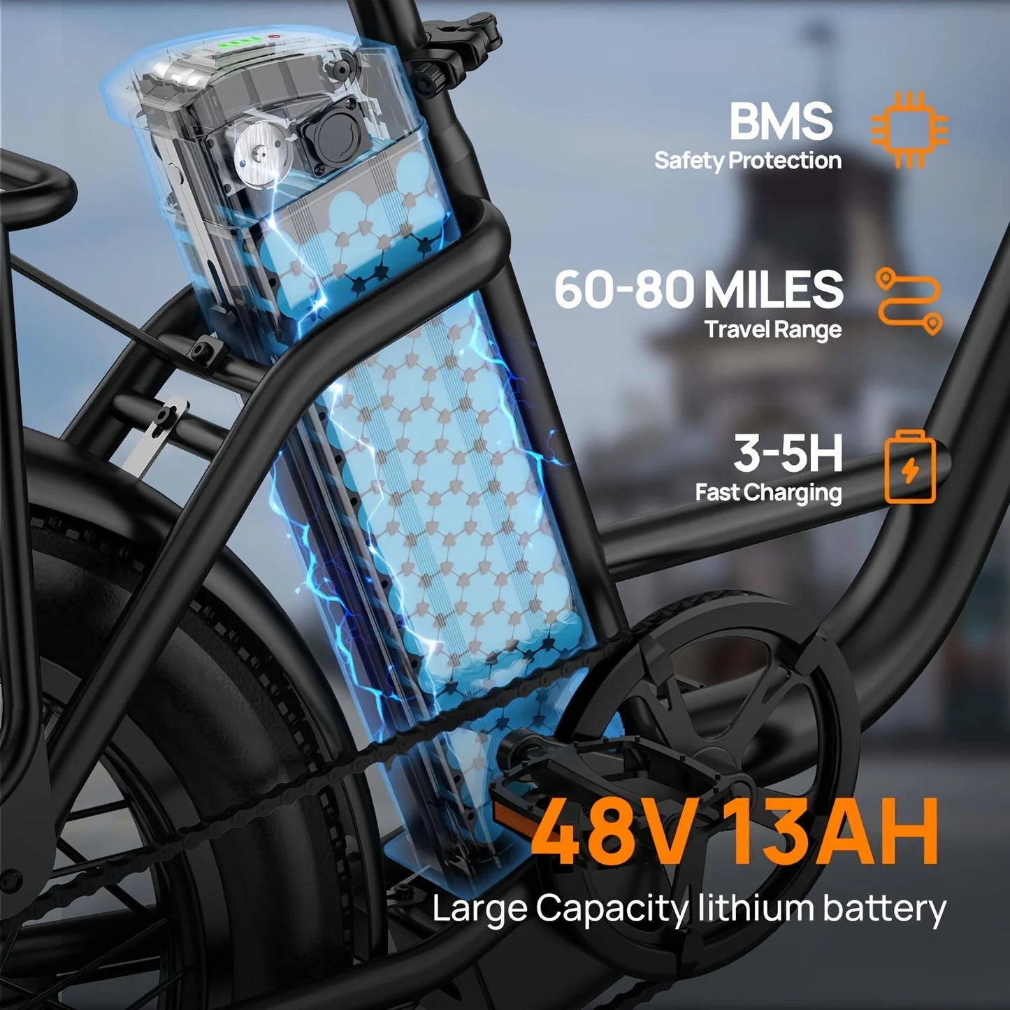 URLIFE E20 1000W Electric Bike With Dual Disc Brakes Removable Battery