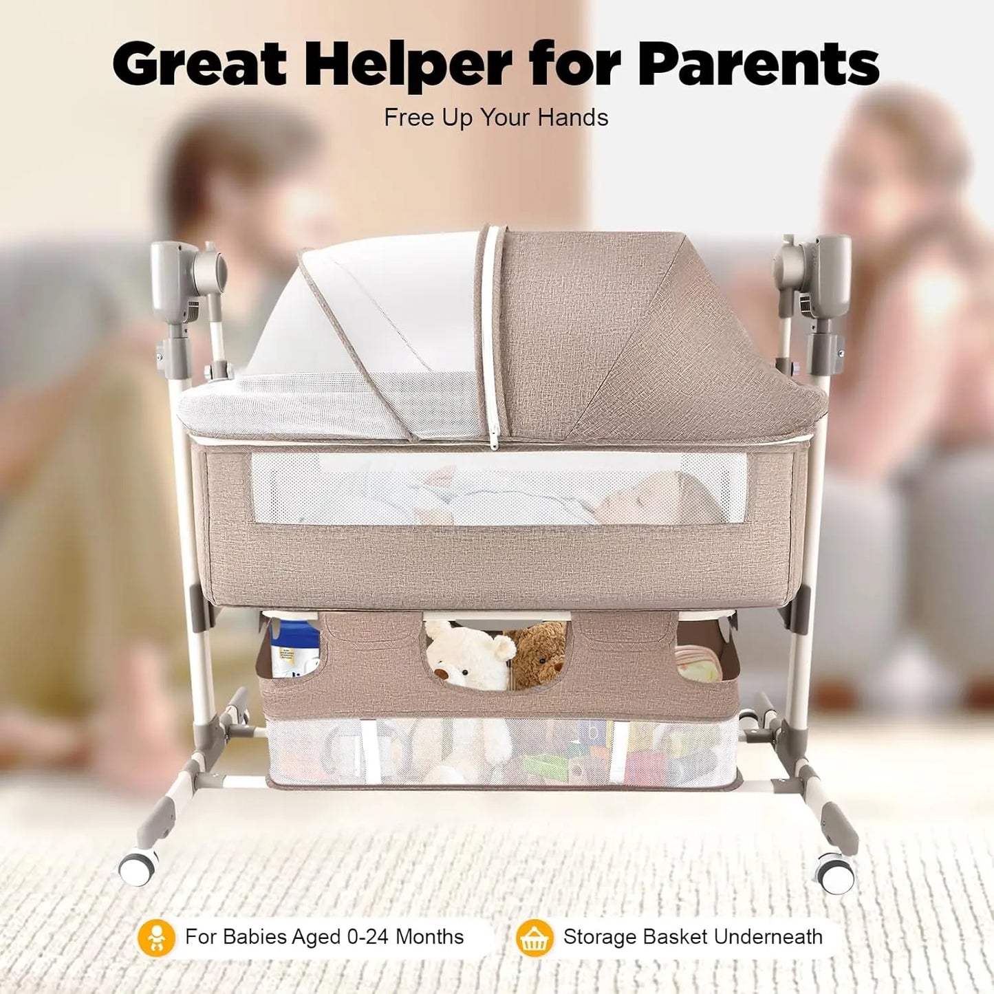 Smart Electric Baby Bassinet Bedside Sleeper With Music Automatic Cradle